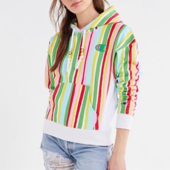 ⚡️CHAMPION × UO Watermelon Stripe Pullover
Hoodie Sweatshirt Size Medium - Picture 1 of 9